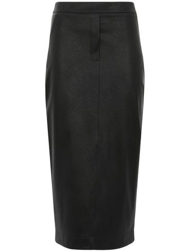 Faux leather fitted midi skirt