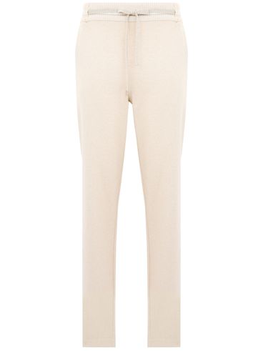 Wool and cashmere pants with a drawstring