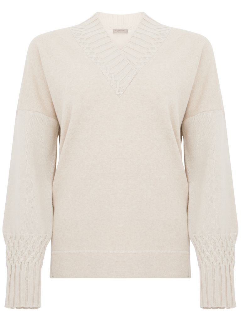 Shop D Exterior V-neck Sweater In Wool Blend. In White