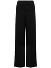 Wide straight pants with elasticized waist