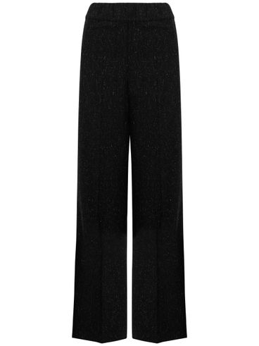 Wide straight pants with elasticized waist