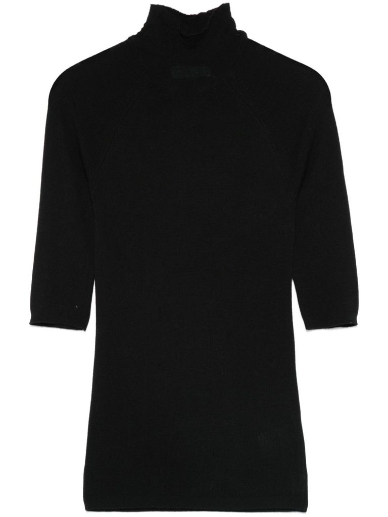 Shop Majestic Wool Turtleneck Sweater In Black