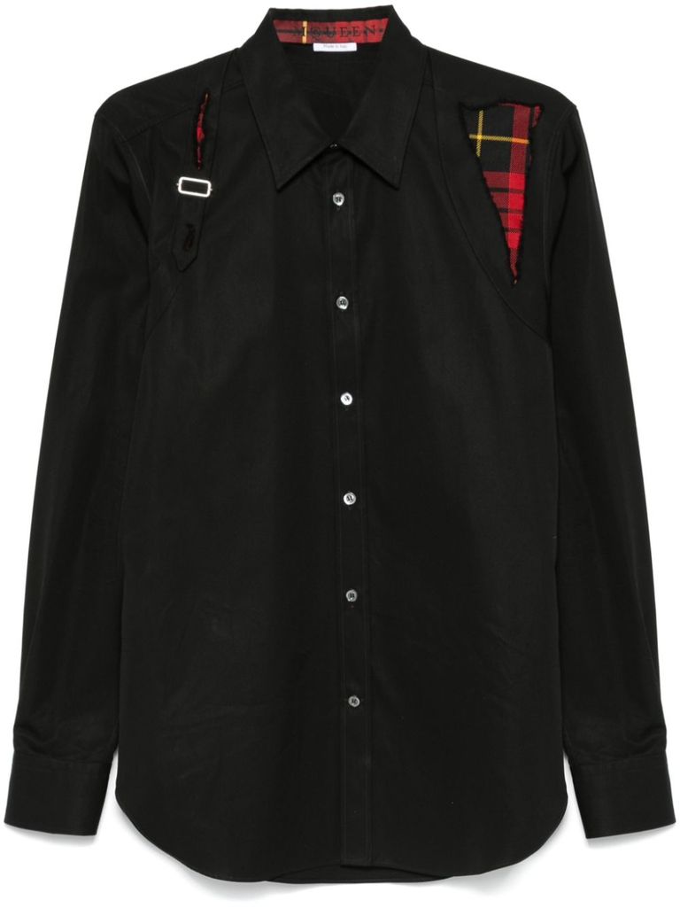 Shop Alexander Mcqueen Cotton Shirt With Tartan Detail In Black