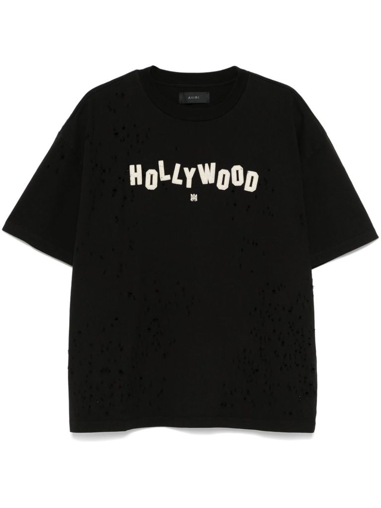 Shop Amiri Hollywood Cotton T-shirt In Black