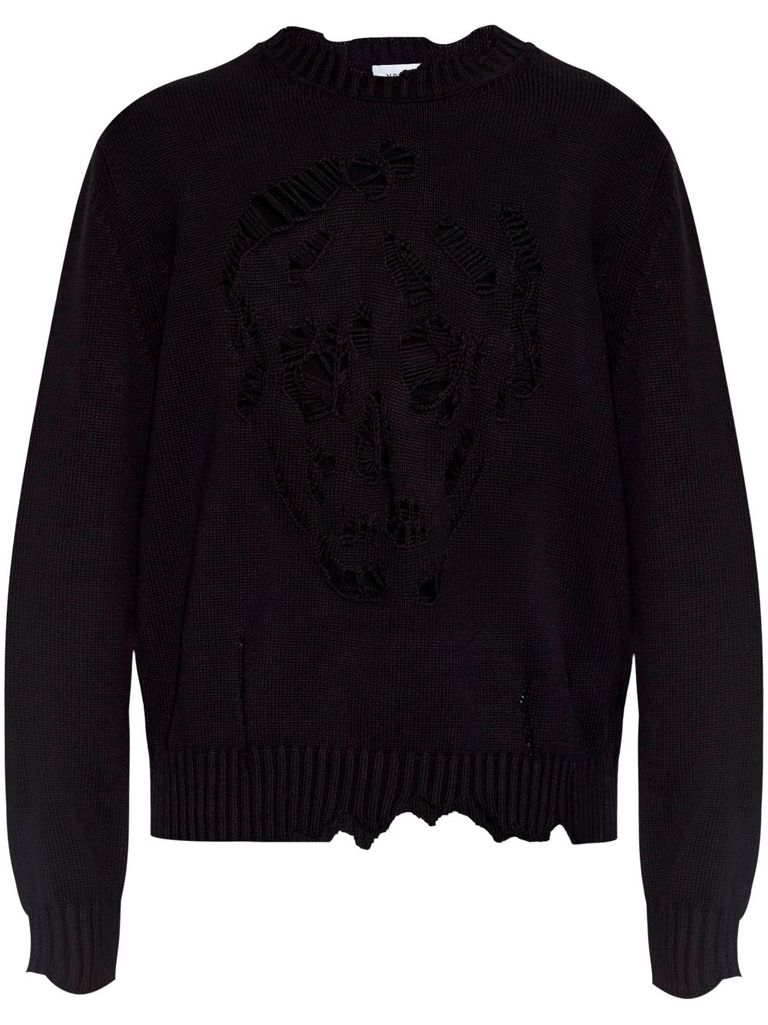 Shop Alexander Mcqueen Cotton Sweater With Skull In Black