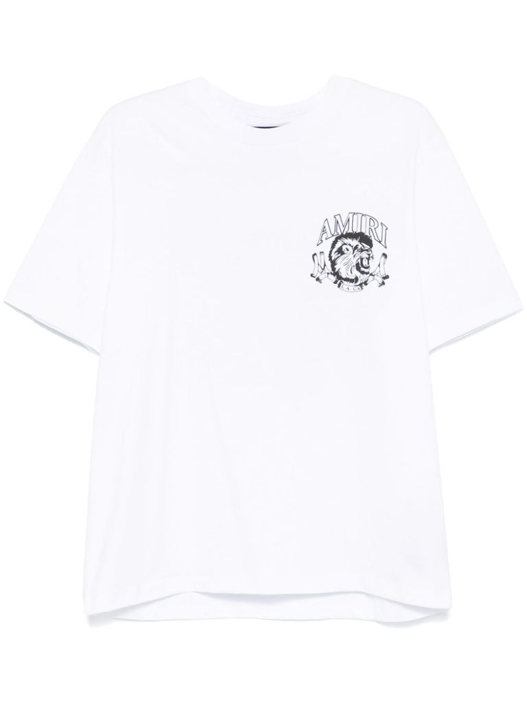 Shop Amiri Lion Outline Cotton T-shirt In White