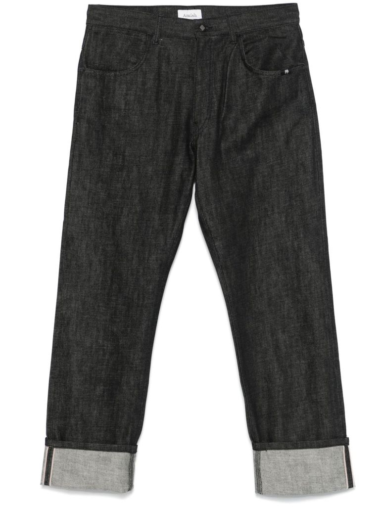 Shop Amish James Jeans With Cuffs In Black