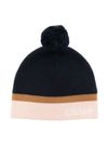 Cotton and wool beanie with pom-pom