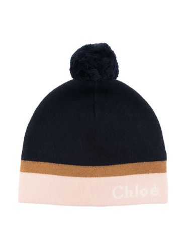 Cotton and wool beanie with pom-pom