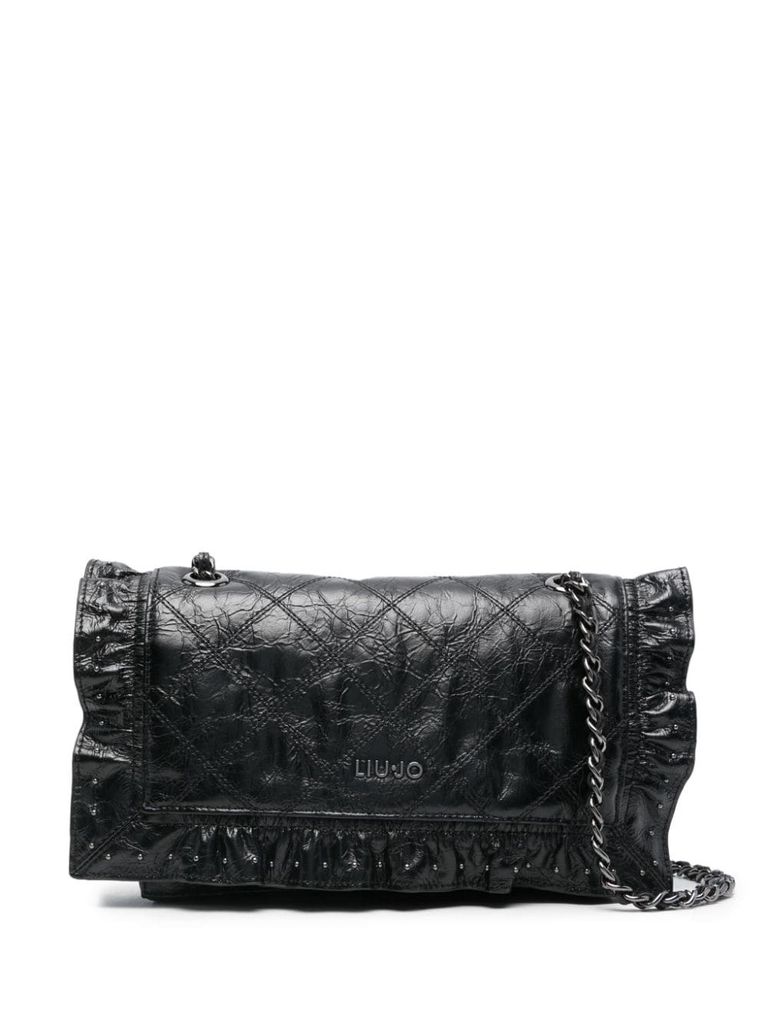 Shop Liu •jo Black Crossbody Bag With Chain