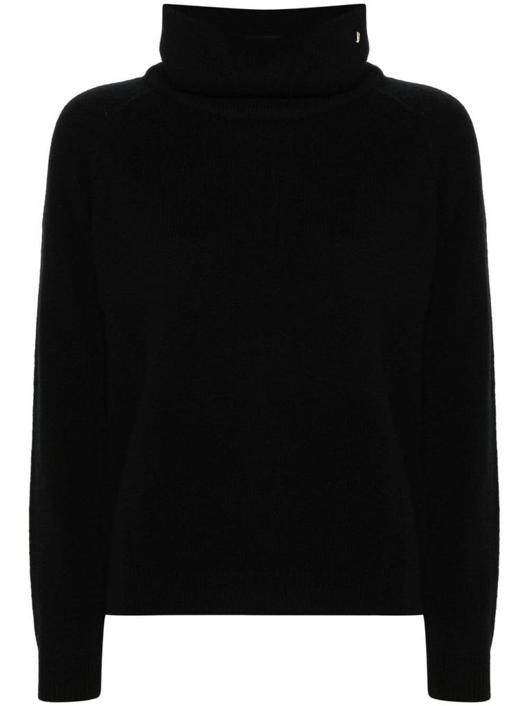 Shop Liu •jo Black Wool Turtleneck Sweater