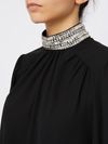 liu jo - Blusa nera a collo alto con strass - 2