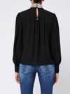 liu jo - Blusa nera a collo alto con strass - 3