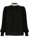 liu jo - Blusa nera a collo alto con strass