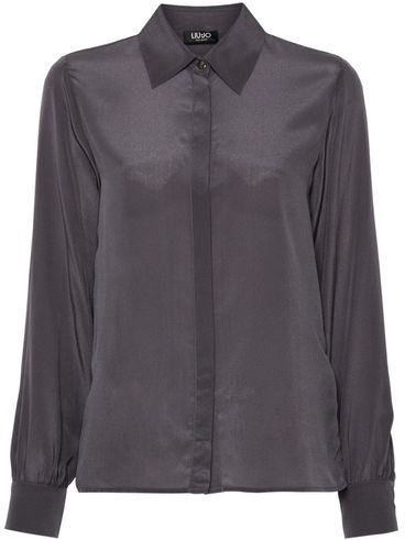 Semi-transparent grey silk shirt