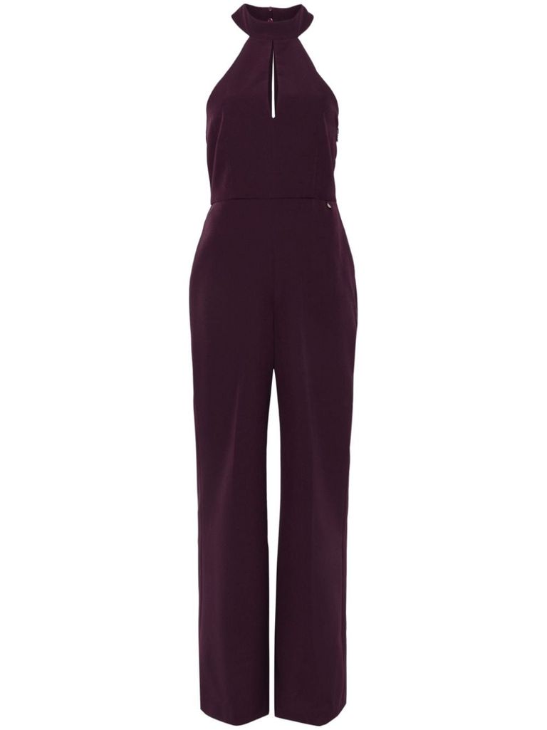 Shop Liu •jo Long Jumpsuit With Front Opening In Purple