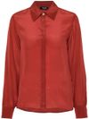 Semi-transparent red silk shirt