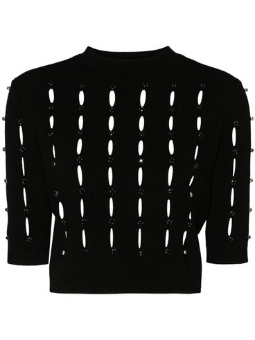 Round-neck openwork sweater