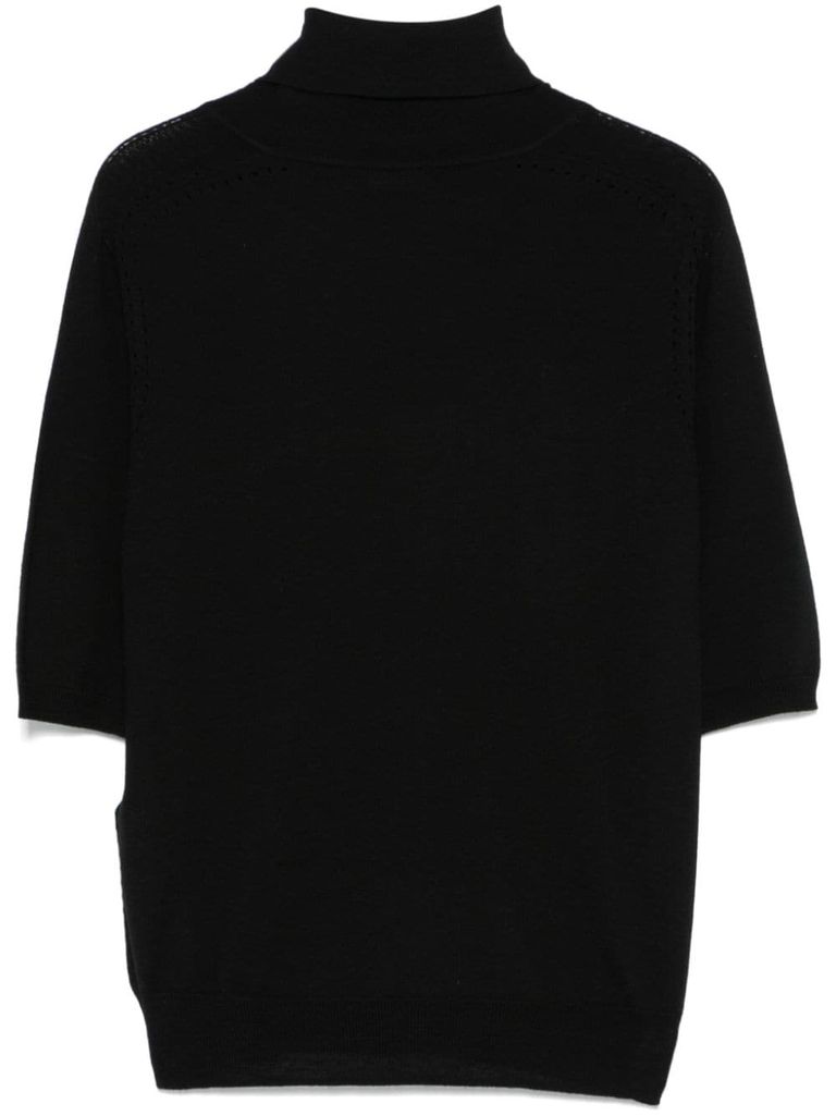 Shop Liu •jo Wool Turtleneck Sweater In Black