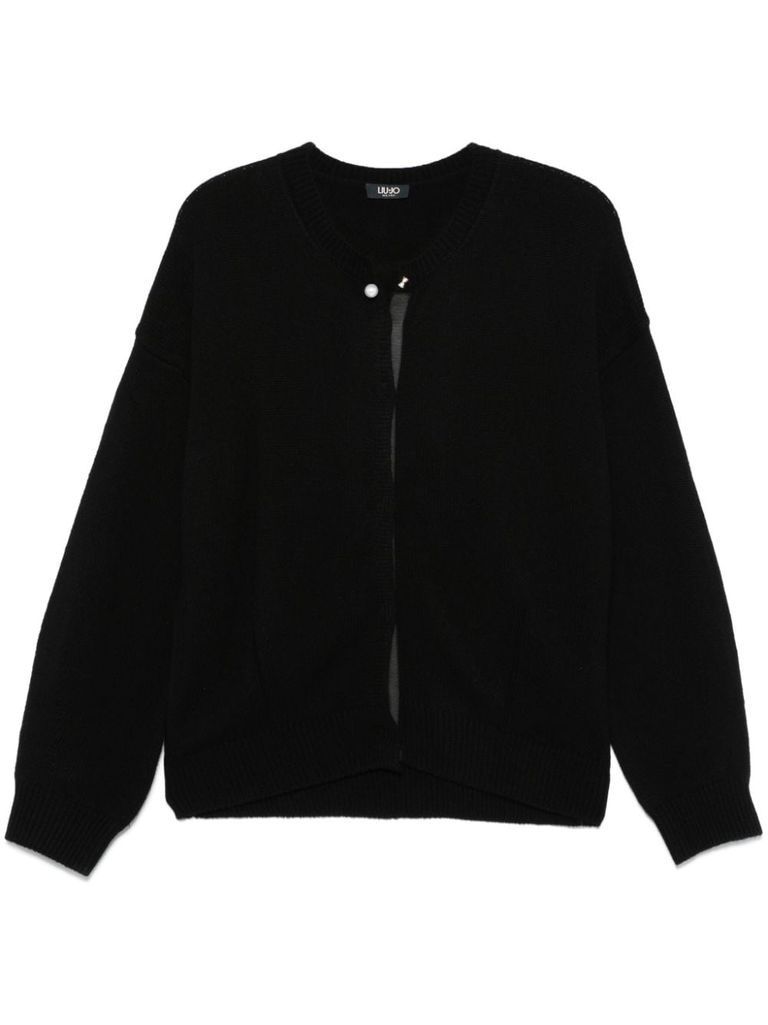 Shop Liu •jo Black Wool Cardigan