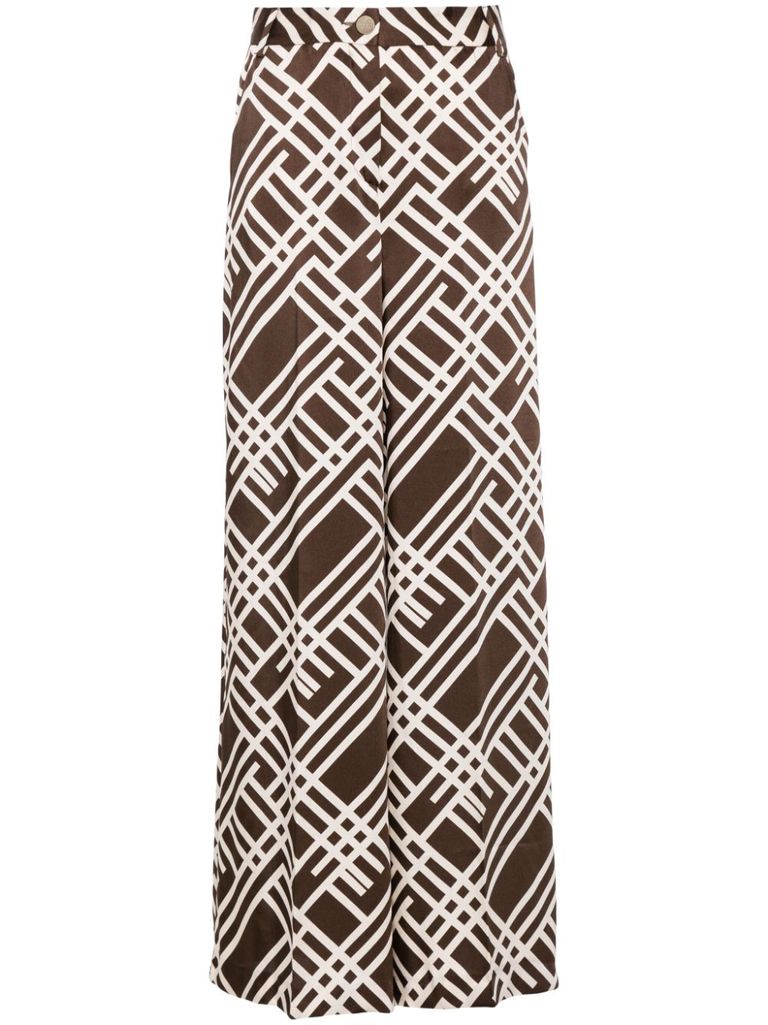 Shop Liu •jo Wide-leg Printed Pants In Brown