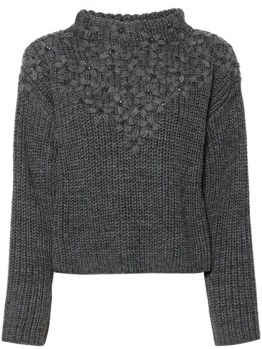 Wool sweater with flowers