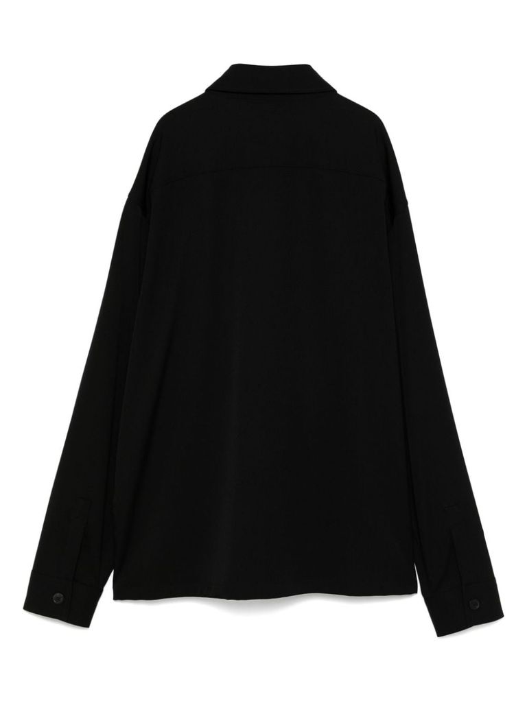 Shop Balmain Wool Shirt With Logo Label In Black