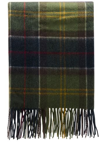 Plaid wool blend scarf with fringes