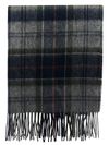 barbour - Plaid wool blend scarf with fringes.