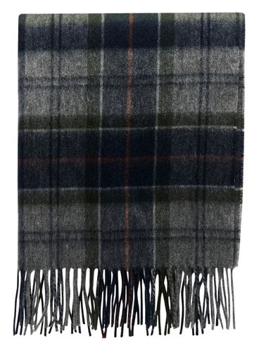 BARBOUR - Plaid wool blend scarf with fringes.