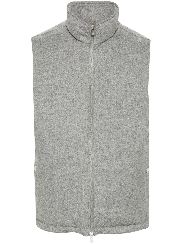 Shop Brunello Cucinelli High-neck Wool Vest In Grey