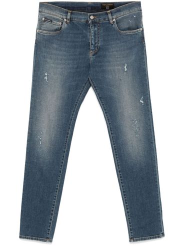 Medium-rise slim cotton jeans