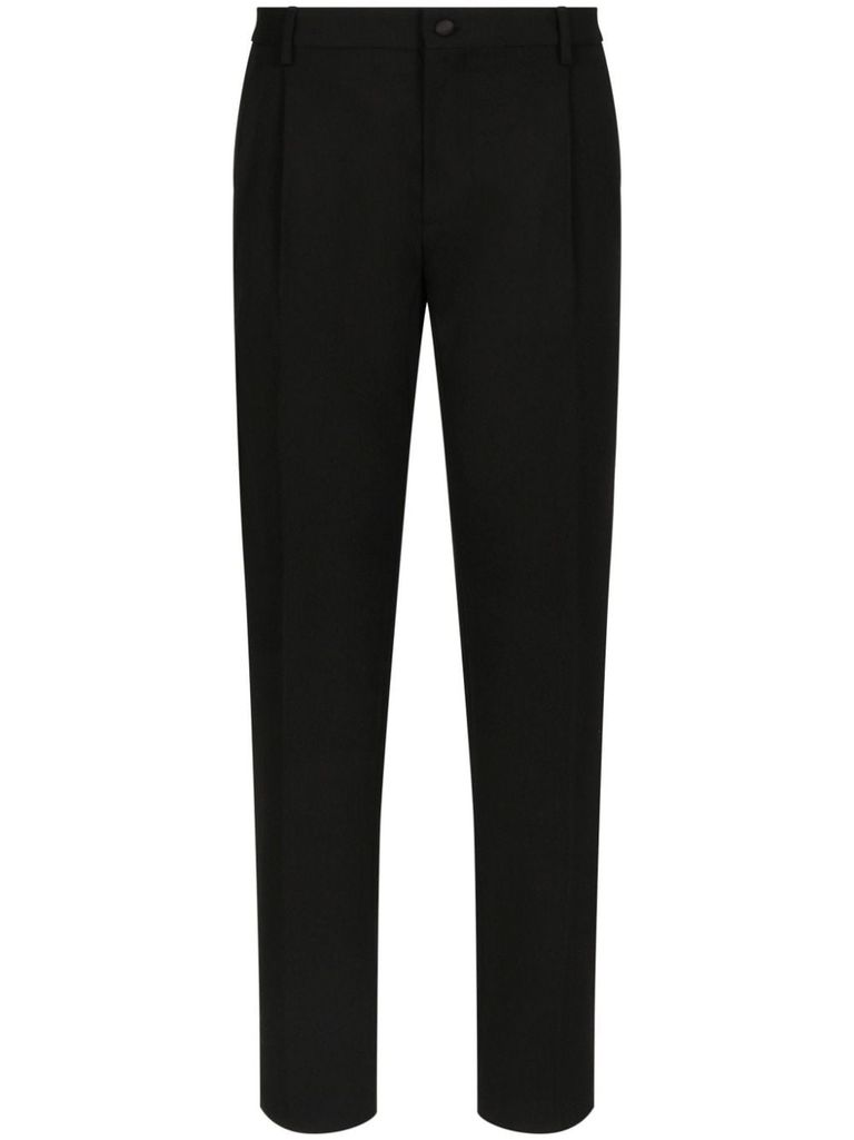 Shop Dolce & Gabbana Slim-fit Tailored Wool Trousers In Black