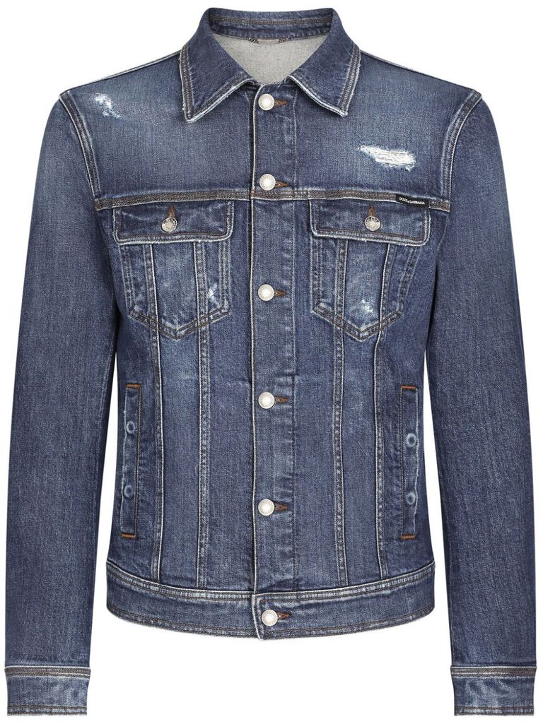 Shop Dolce & Gabbana Denim Jacket With Pockets In Blue