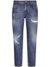 Straight-leg distressed jeans