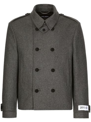 Short double-breasted wool coat