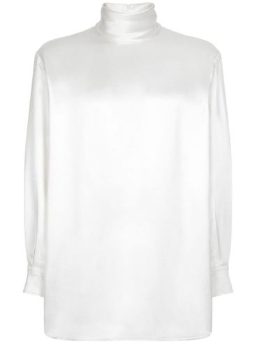 DOLCE & GABBANA - Shiny silk high-neck shirt