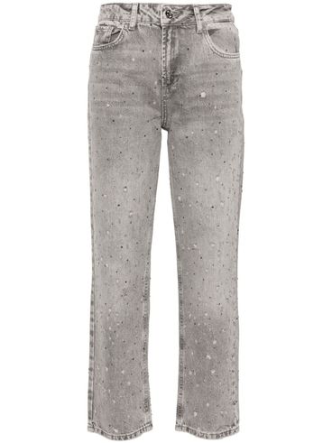 Cotton jeans with rhinestones