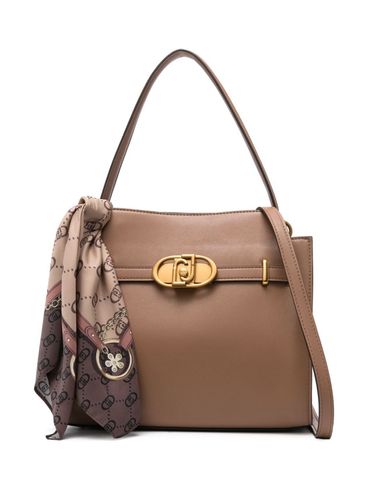 Borsa tote beige con foulard