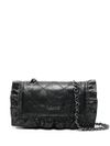 Faux leather crossbody bag with ruffles