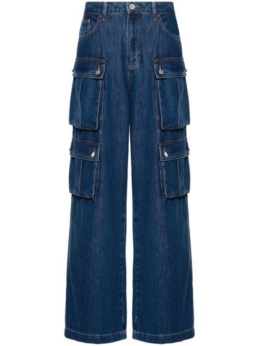 Wide-leg cotton jeans with pockets