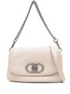 Faux leather shoulder bag with logo