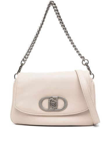 Faux leather shoulder bag with logo