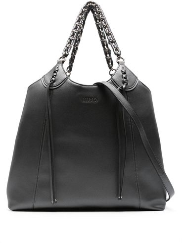 Faux leather handbag with logo