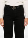 Flared cotton jeans with belt