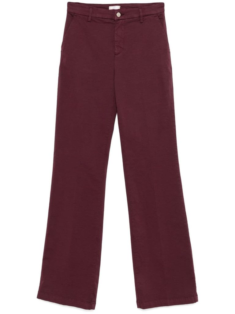 Shop Liu •jo Flared Cotton Pants In Red