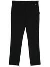 Stretch pants with pressed crease