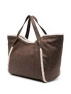 Faux leather tote bag with fur