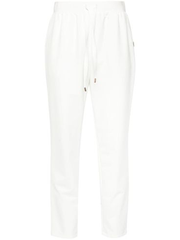 White cropped stretch sports pants