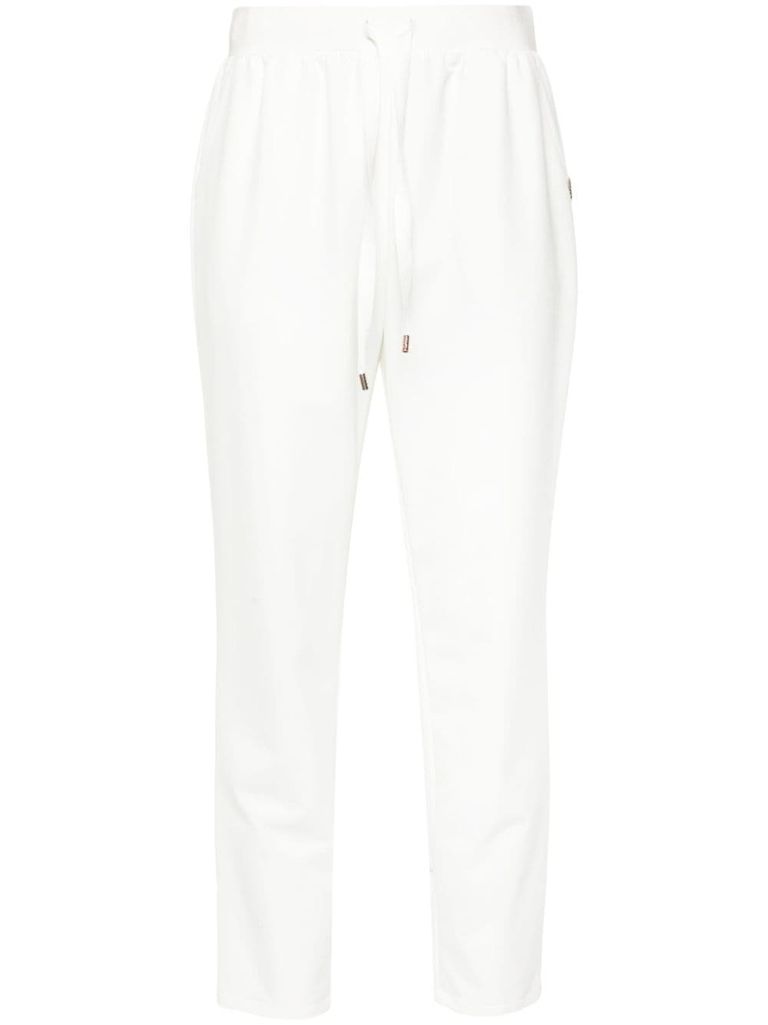 Shop Liu •jo White Cropped Stretch Sports Pants